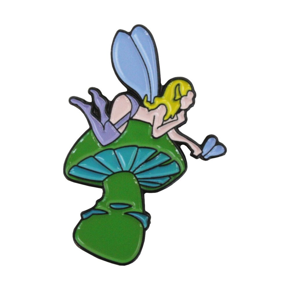 Magic Mushroom Fairy Enamel Pin - Cute Fantasy Alt Goth Nature Apparel Gift NWT